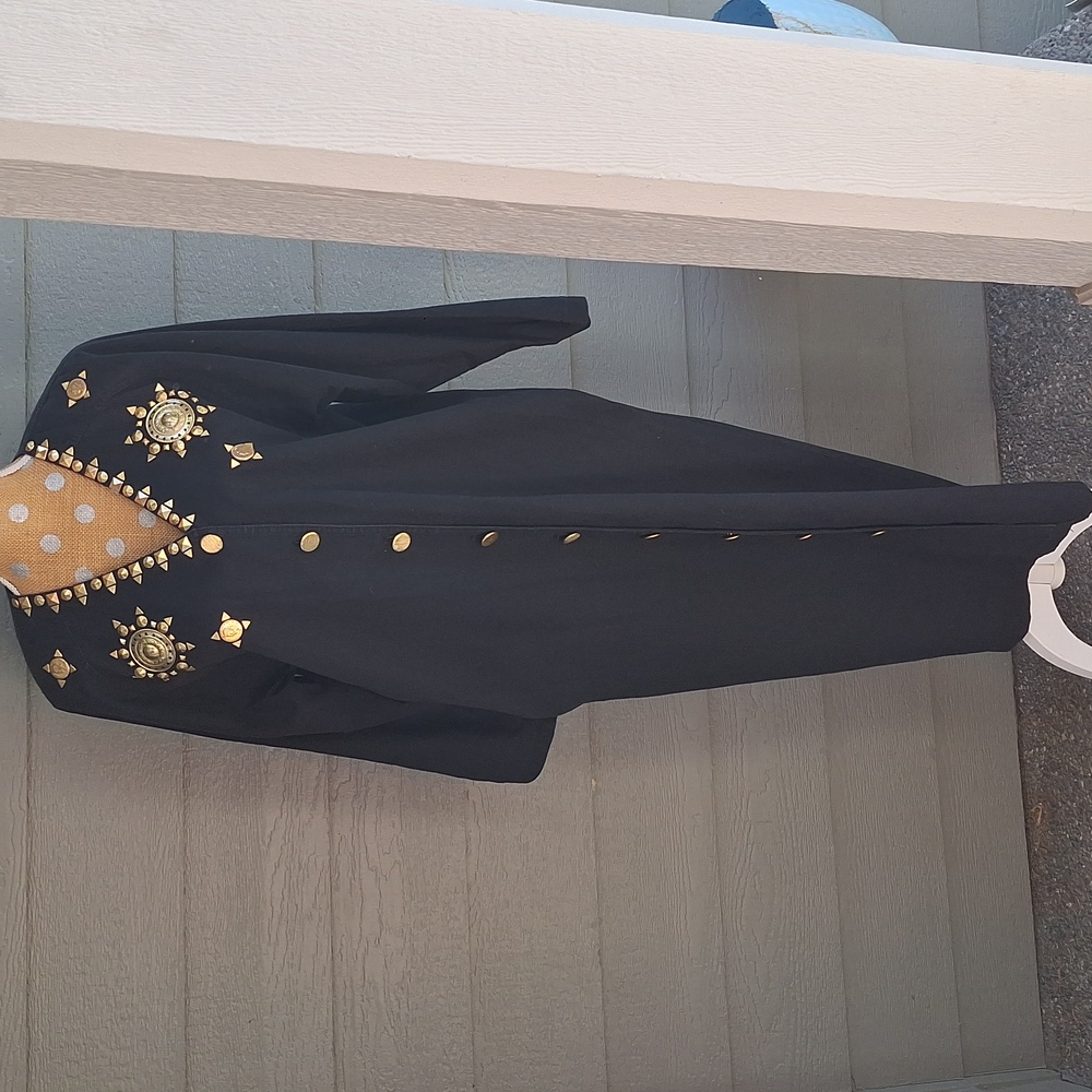 Vintage 80s 90s Gold Baroque Coin Studded Cotton Maxi Midi Dress Size 8 USA made